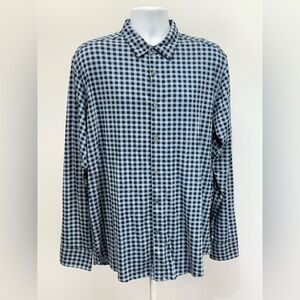 COASTAORO Men’s Blue and Navy check long sleeve button down shirt size L.